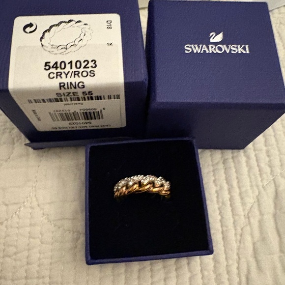 Swarovski Twist Lane Ring Rose Gold Silver Crystal Size 55 / US 7 - Picture 3 of 11